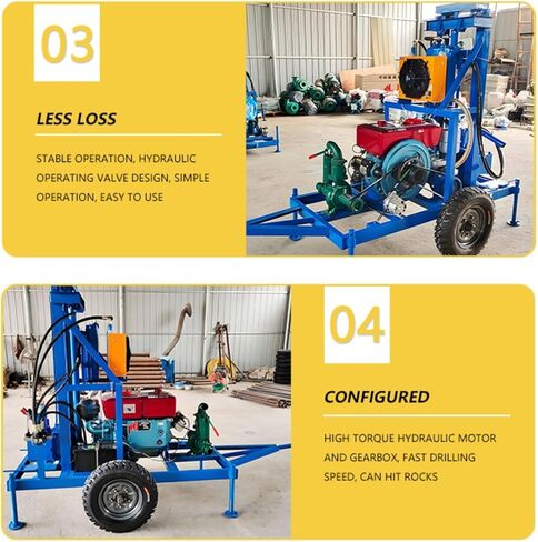 Water Well Drilling Rig Portable Hydraulic Borehole Machine with Rolling Wheels Adjustable Support Legs Customizable for Residential Backyards Small Farms Remote Areas Water Supply Drilling in Kuwait