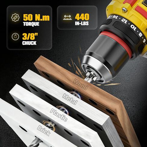 Ecarke Cordless Drill Driver Impact Driver Compatible with DeWalt 20V Battery (Bare Only), Brushless Power Tool Combo Kits, 3/8'' Drill 2800 In-lbs & 1/4'' Driver 440 In-lbs for Home DIY, Woodworking in Kuwait