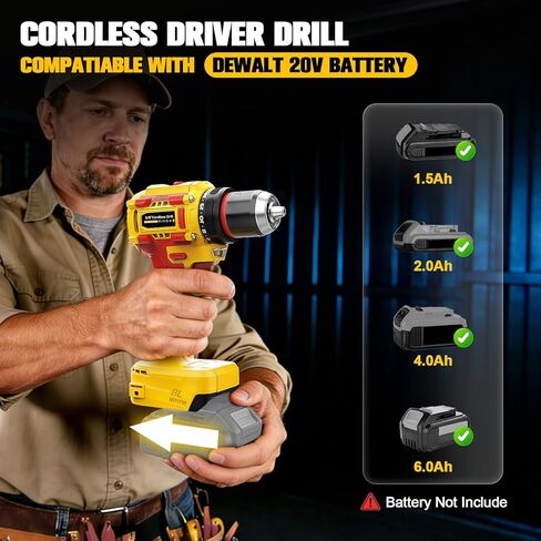 Ecarke Cordless Drill Driver Impact Driver Compatible with DeWalt 20V Battery (Bare Only), Brushless Power Tool Combo Kits, 3/8'' Drill 2800 In-lbs & 1/4'' Driver 440 In-lbs for Home DIY, Woodworking in Kuwait
