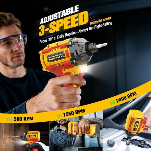 Ecarke Cordless Drill Driver Impact Driver Compatible with DeWalt 20V Battery (Bare Only), Brushless Power Tool Combo Kits, 3/8'' Drill 2800 In-lbs & 1/4'' Driver 440 In-lbs for Home DIY, Woodworking in Kuwait