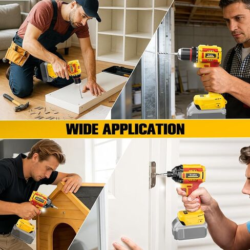 Ecarke Cordless Drill Driver Impact Driver Compatible with DeWalt 20V Battery (Bare Only), Brushless Power Tool Combo Kits, 3/8'' Drill 2800 In-lbs & 1/4'' Driver 440 In-lbs for Home DIY, Woodworking in Kuwait