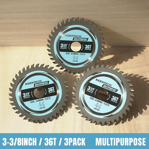 KEENTECH 3-3/8 بوصة شفرة منشار دائري 36T × 15 مم تتحمل لقطع الخشب والألومنيوم والبولي فينيل كلوريد والأكريليك وعمر خدمة أطول، 3 عبوات in Kuwait