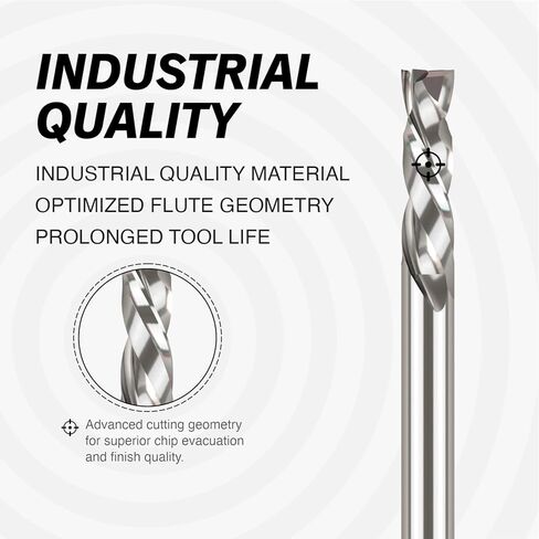 ZahyoX 6 مم عرقوب ضغط دوامة CNC راوتر بت، 6 مم قطر القطع، 6 مم قطر عرقوب - 25 مم قطر القطع - 64 مم الطول الإجمالي، الفلوت المزدوج كربيد الصلبة CNC نهاية مطحنة in Kuwait