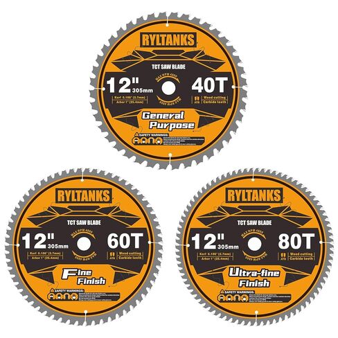 12 Inch Miter Saw Blade, 1" Arbor, 40T for General Purpose&60T for Fine Finish&80T for Ultra Fine Finish Wood Cutting, 3-Pack in Kuwait