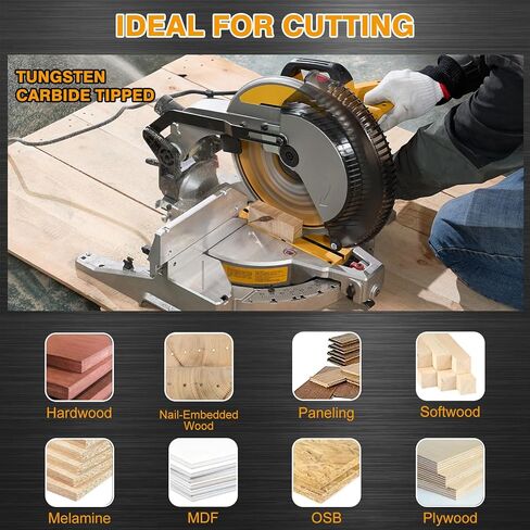 12 Inch Miter Saw Blade, 1" Arbor, 40T for General Purpose&60T for Fine Finish&80T for Ultra Fine Finish Wood Cutting, 3-Pack in Kuwait
