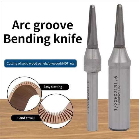 HUHAO 1/2 & 1/4 Inch TCT Router Bits, R1.6mm Rounded Bottom Arc Grooving Cutter for Wood Bending, CNC Milling Smooth Grooves in Solid Wood, Plywood, MDF for Furniture & Door Panels,2pc in Kuwait