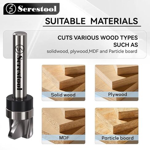 Bowl and Tray Router Bit 1/4" Shank, 1/2" Cutting Diameter, 3/8" Cutting Height, 3/16" Radius, 3-Flute Solid Carbide Template Router Bit for Wood Dish Bowl Carving in Kuwait