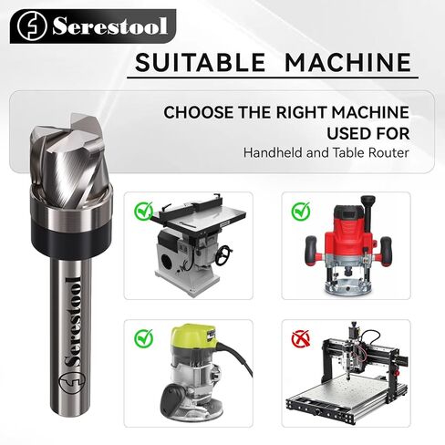 Bowl and Tray Router Bit 1/4" Shank, 1/2" Cutting Diameter, 3/8" Cutting Height, 3/16" Radius, 3-Flute Solid Carbide Template Router Bit for Wood Dish Bowl Carving in Kuwait