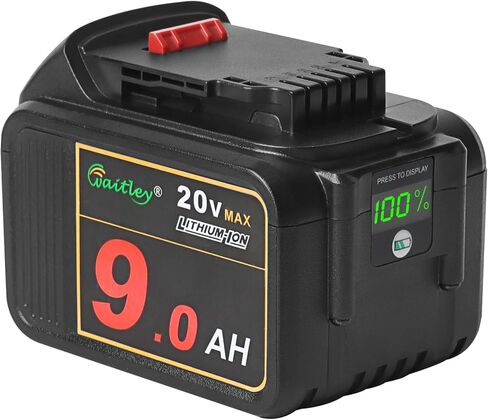 بطارية ليثيوم أيون 20 فولت 9.0 أمبير من Waitley متوافقة مع أدوات الطاقة DEWALT 20 فولت DCB209 DCB200 DCB206 (غير مصنوعة في ديوالت) in Kuwait