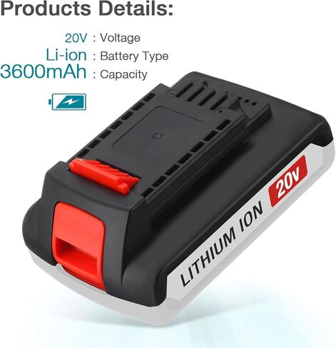 2 Pack 3.6Ah 20V Max Replacement for Black and Decker 20V Lithium Battery, Compatible with Black Decker LB20 LBX20 LST220 LBXR2020-OPE LBXR20B-2 LB2X4020 Cordless Tool Battery in Kuwait