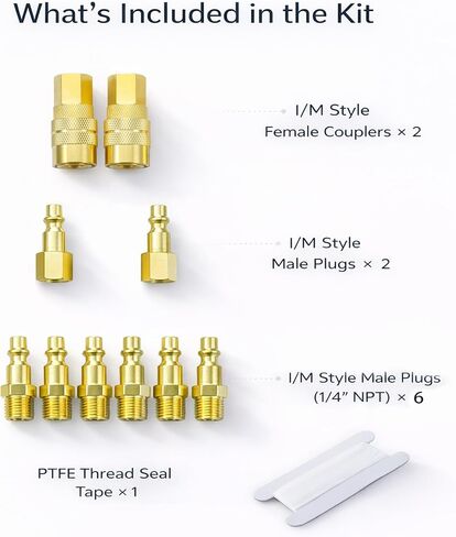 طقم تركيبات هواء سريعة التوصيل طراز NPT Milton M مقاس 1/4 بوصة، ومقرنة هواء ومجموعة قابس مكونة من 10 قطع مع حقيبة تخزين، وملحقات ضاغط الهواء الهوائي in Kuwait