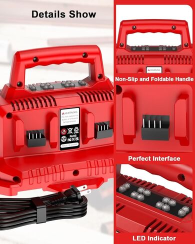 شحن في وقت واحد شاحن بطارية 6 منافذ، متوافق مع شاحن بطارية Milwaukee18V، متوافق مع جميع بطاريات Milwaukee M18 48-59-1806 in Kuwait
