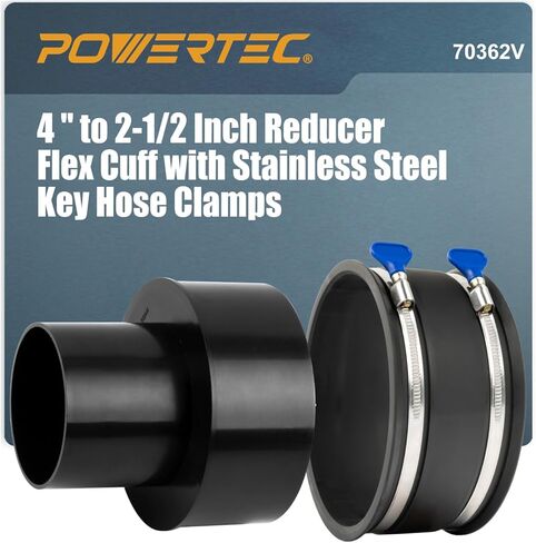 POWERTEC 70362V Dust Collection Reducer 6" OD to 4" OD with 6" Dust Control Flex Cuff in Kuwait