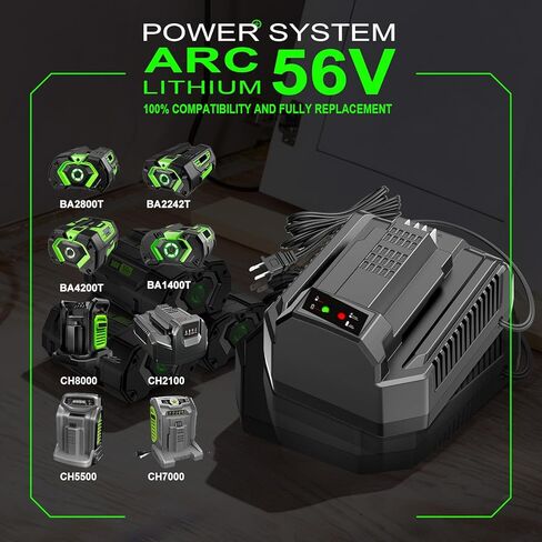 شاحن سريع بديل 4.0 أمبير لشاحن بطارية EGO 56V CH2100 CH3200 CH5500 CH2800D، متوافق مع بطاريات ليثيوم EGO Power+ 56V ARC BA1400T BA2242T BA2800T BA3360 in Kuwait