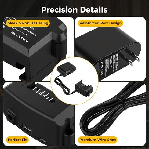 استبدال شاحن DCB112 20 فولت لشاحن بطارية Dewalt 20V Max، محول تيار مستمر 2 في 1 مع منفذ USB/Type-C، متوافق مع بطارية ليثيوم Dewalt 12V 20V DCB107 DCB205 DCB206 DCB127 in Kuwait