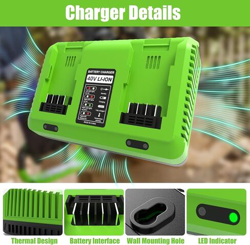 بديل لشاحن Greenworks 40V - شحن سريع ثنائي المنفذ 3A، قابل للتركيب على الحائط، متوافق مع أدوات الطاقة Greenworks 40V in Kuwait