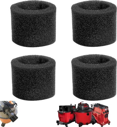 4 Pcs For Shop Vac Muffler Diffuser Foam Replacement Parts for Craftsman & Ridgid Wet/Dry Vac - For Ridgid Shop Vac Attachments, High-Density Noise for Quieter Operation, Easy to Install in Kuwait