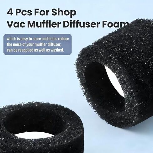4 Pcs For Shop Vac Muffler Diffuser Foam Replacement Parts for Craftsman & Ridgid Wet/Dry Vac - For Ridgid Shop Vac Attachments, High-Density Noise for Quieter Operation, Easy to Install in Kuwait