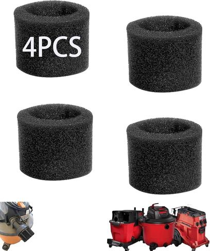 4 Pcs For Shop Vac Muffler Diffuser Foam Replacement Parts for Craftsman & Ridgid Wet/Dry Vac - For Ridgid Shop Vac Attachments, High-Density Noise for Quieter Operation, Easy to Install in Kuwait