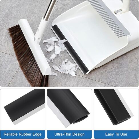 Zerodeko 4pcs Plastic Strip Replacement for Dustpan Edge Bar, Dust Pan Inlet Soft Pressing Strips Protector, Garbage Shovel Closing Edges Straps Dustpan Repair Accessories (Black) in Kuwait