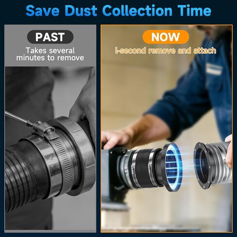 Hon&Guan 4" Magnetic Dust Collection Fittings Kit, Quick Connect Starter Set for Woodworking Machine Ports, 1 Magnetic Coupler + 3 Receiver Ports + 3 Rubber Cuffs Coupler, Fits 4" Dust Collector Hose in Kuwait