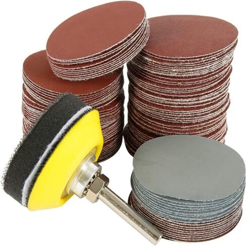 100pcs 2 Inch Drill Sander Attachment with Backer Plate 1/4" Shank Sanding Discs Pad Kit Includes 80-3000 Grit Sandpapers in Kuwait