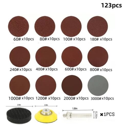 100pcs 2 Inch Drill Sander Attachment with Backer Plate 1/4" Shank Sanding Discs Pad Kit Includes 80-3000 Grit Sandpapers in Kuwait