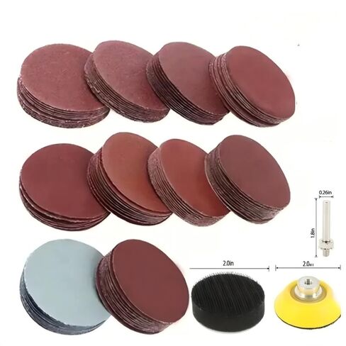 100pcs 2 Inch Drill Sander Attachment with Backer Plate 1/4" Shank Sanding Discs Pad Kit Includes 80-3000 Grit Sandpapers in Kuwait