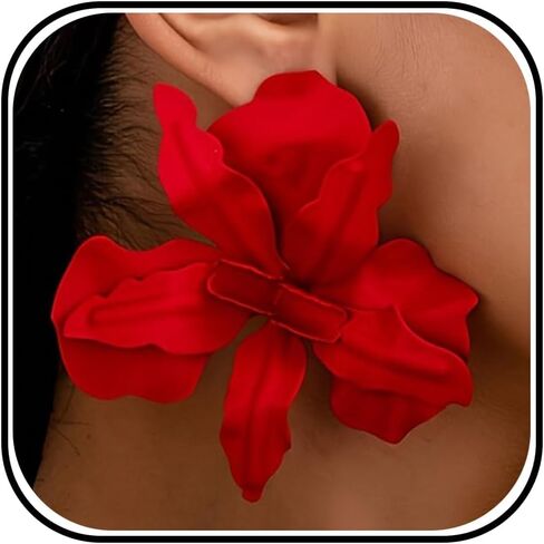 أقراط على شكل زهرة للنساء أقراط كبيرة على شكل زهور بتلات كبيرة الحجم ملابس يومية أنيقة وهدايا مجوهرات أنيقة in Saudi Arabia