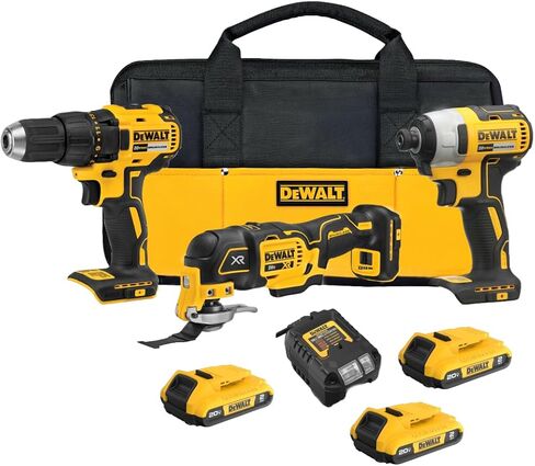 DEWALT 20V MAX 3-Tool Brushless Power Tool Set, Includes 1/2 Cordless Drill,1/4 Impact Driver, Oscillating Tool, 3 Batteries and a Charger, Extended Runtime, Lightweight (DCK360D3) in Kuwait