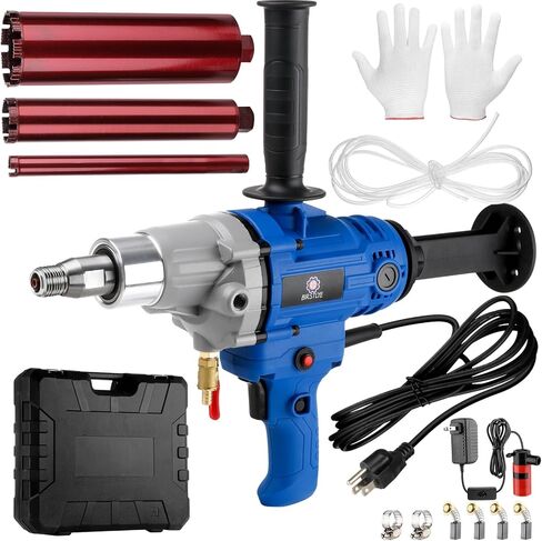 Diamond Core Drilling Machine,concrete core drill,Thread Core Drills Rig with Water Pump Water Pipe equipped,Wet & Dry Core Drill Rig with three industrial-grade drill bits, for Concrete Brick Stone in Kuwait