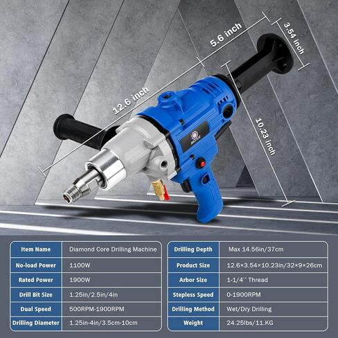 Diamond Core Drilling Machine,concrete core drill,Thread Core Drills Rig with Water Pump Water Pipe equipped,Wet & Dry Core Drill Rig with three industrial-grade drill bits, for Concrete Brick Stone in Kuwait