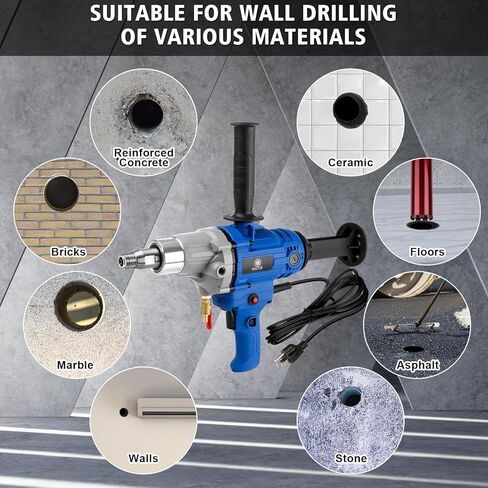 Diamond Core Drilling Machine,concrete core drill,Thread Core Drills Rig with Water Pump Water Pipe equipped,Wet & Dry Core Drill Rig with three industrial-grade drill bits, for Concrete Brick Stone in Kuwait