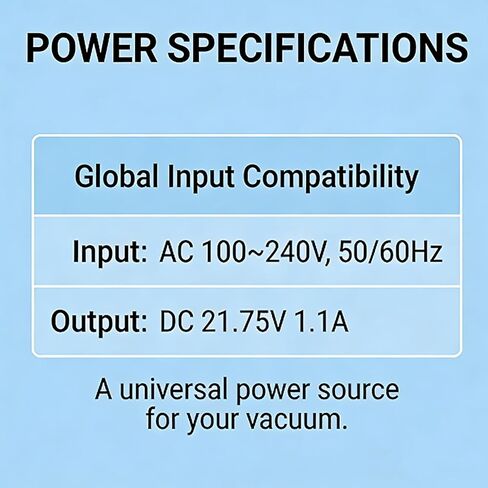 متوافق مع شاحن Dyson V9، شاحن مكنسة كهربائية 21.75 فولت بديل مناسب للمكنسة الكهربائية اللاسلكية Dyson V9 Motorbar، سلك طاقة بطول 6 أقدام. in Kuwait