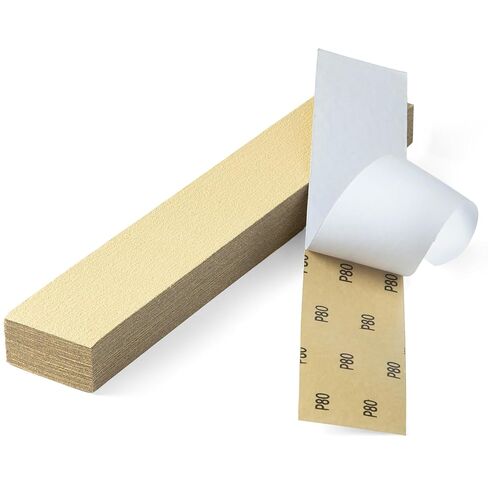 S SATC 40 PCS PSA Longboard Sandpaper 80 Grit Self Adhesive Sanding Sheets 2-3/4" x 16-1/2" Sticky Back Sand Paper for Furniture Finishing, Metal Polishing, Hand Sanding Blocks in Kuwait