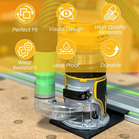 DNP615 for DEWALT Router Dust Collection Adapter for Fixed Base Routers,Compact Router Dust Collection Adapter Compatible with DEWALT DWP611 or DWP611PK, Clear in Kuwait