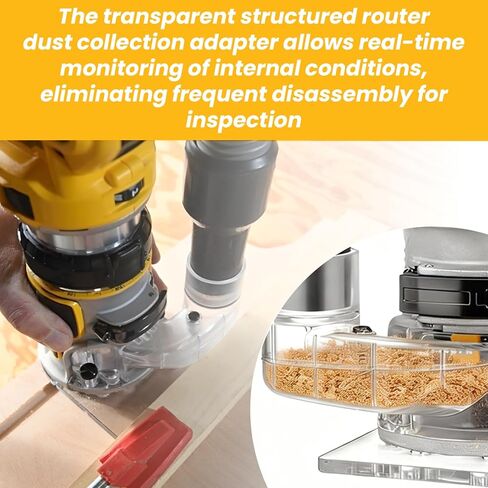 DNP615 for DEWALT Router Dust Collection Adapter for Fixed Base Routers,Compact Router Dust Collection Adapter Compatible with DEWALT DWP611 or DWP611PK, Clear in Kuwait