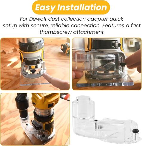 DNP615 for DEWALT Router Dust Collection Adapter for Fixed Base Routers,Compact Router Dust Collection Adapter Compatible with DEWALT DWP611 or DWP611PK, Clear in Kuwait