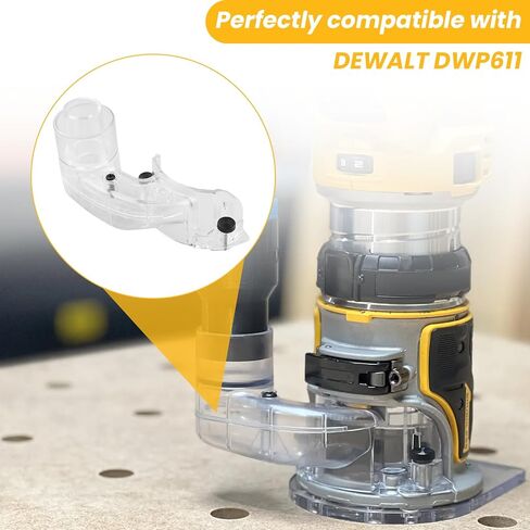 DNP615 for DEWALT Router Dust Collection Adapter for Fixed Base Routers,Compact Router Dust Collection Adapter Compatible with DEWALT DWP611 or DWP611PK, Clear in Kuwait