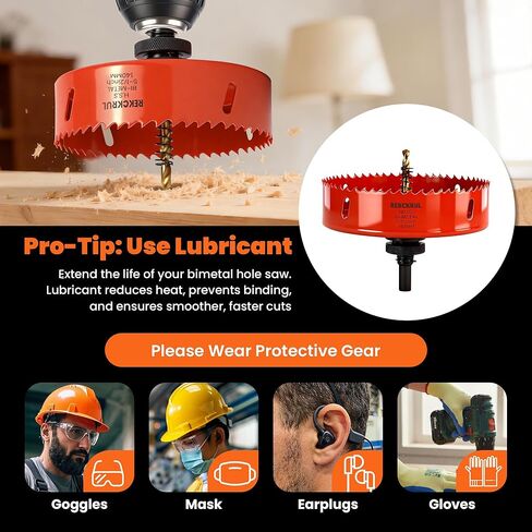 (102mm | 4 Inch) HSS M42 with 8% Cobalt Bi-Metal Hole Saw – for Wood, Metal, Plastic, Drywall, PVC, Gypsum Board, Rubber – Includes Dust Bowl Catcher, Arbor, 2 Pilot Drill Bits & Hex Key in Kuwait