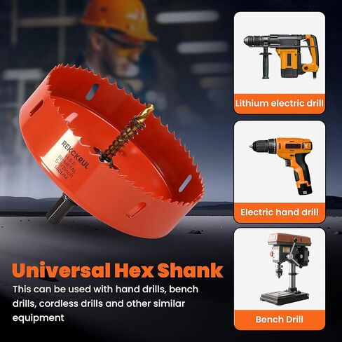 (102mm | 4 Inch) HSS M42 with 8% Cobalt Bi-Metal Hole Saw – for Wood, Metal, Plastic, Drywall, PVC, Gypsum Board, Rubber – Includes Dust Bowl Catcher, Arbor, 2 Pilot Drill Bits & Hex Key in Kuwait