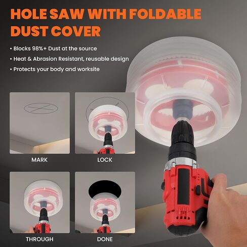 (102mm | 4 Inch) HSS M42 with 8% Cobalt Bi-Metal Hole Saw – for Wood, Metal, Plastic, Drywall, PVC, Gypsum Board, Rubber – Includes Dust Bowl Catcher, Arbor, 2 Pilot Drill Bits & Hex Key in Kuwait