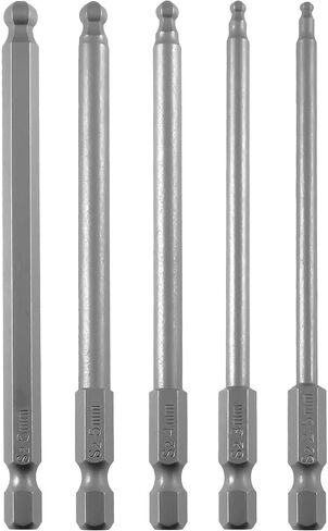 5-Piece Ball Head Screwdriver Bit Set 100mm Long, Magnetic 1/4 Inch Hex Shank Ball Head Bits H2.5 / 3 / 4 / 5 /6 mm in Kuwait