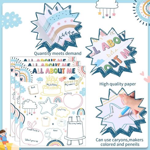 Faccito 40 Pieces Schoolbag All About Me Posters Students Posters to Fill in Student of The Week Posters Read All About Me Classroom Decorations for School Teacher Supplies in Saudi Arabia