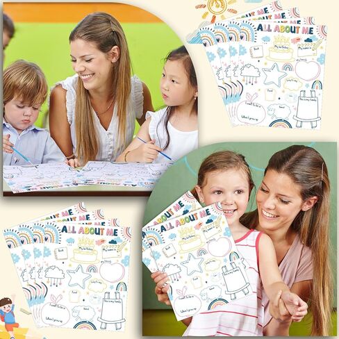 Faccito 40 Pieces Schoolbag All About Me Posters Students Posters to Fill in Student of The Week Posters Read All About Me Classroom Decorations for School Teacher Supplies in Saudi Arabia