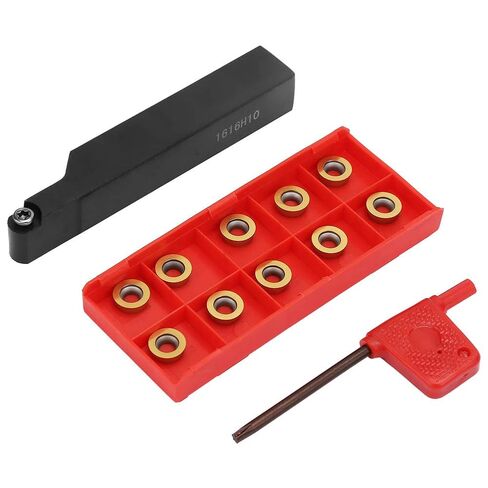 3/8 "Lathe Indexable Carbide Insert Metal Lathe Bits+Turning Tool Holder Kit,1pc SRAPR1616H10 Lathe, Tool Holder 10pcs RPMT10T3MO Holder1pc Turning Battery Replacement latheInserts Blades with Wrench in Kuwait