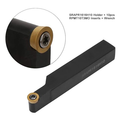 3/8 "Lathe Indexable Carbide Insert Metal Lathe Bits+Turning Tool Holder Kit,1pc SRAPR1616H10 Lathe, Tool Holder 10pcs RPMT10T3MO Holder1pc Turning Battery Replacement latheInserts Blades with Wrench in Kuwait
