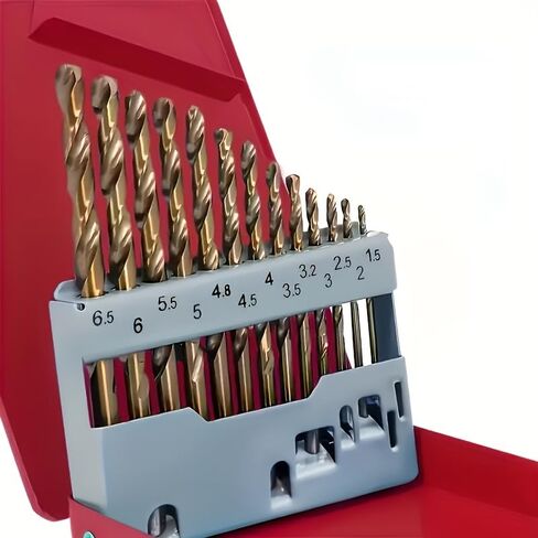 13Pcs Titanium Coated M35 HSS Drill Bits, 135 Degree Twist Drill for Stainless Steel Hard Metal in Kuwait