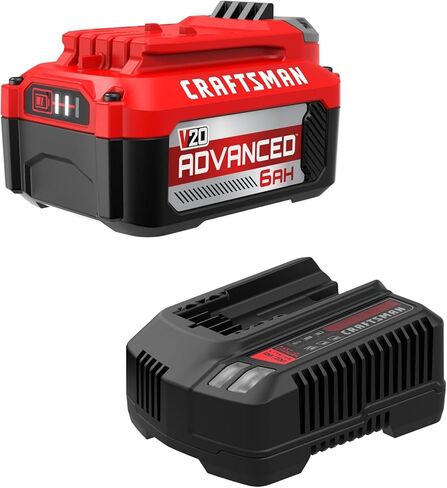 مجموعة أدوات تشغيل البطارية المتقدمة من CRAFTSMAN V20 6 Ah، تتضمن بطارية V20 وشاحن (CMCB2106-CK) in Kuwait