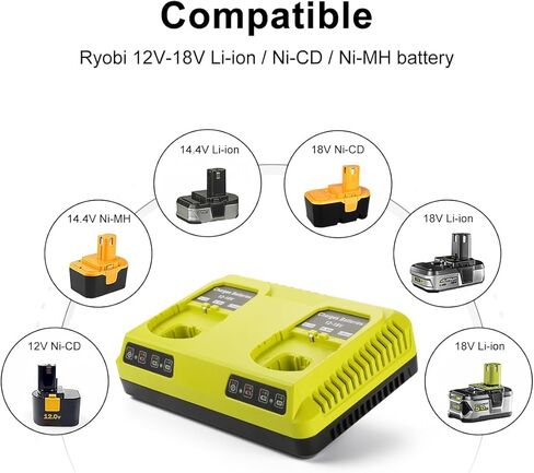 2 منافذ P117 استبدال شاحن سريع ل Ryobi 12 فولت-18 فولت واحد + بطارية ليثيوم أيون NiCd NiMh P100 P102 P103 P105 P107 P108 P118 in Kuwait